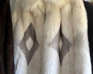 White rabbit coat with diamond inlays 