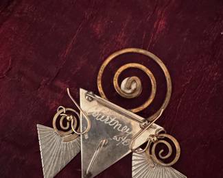 #17 - $80 Courtney - Artist Modernist - pendant/brooch&  earrings 