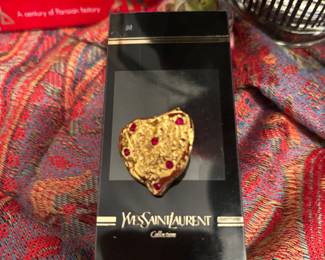 Yves St Laurent heart brooch 