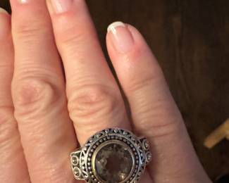$50 - Sterling & smoky topaz ring 