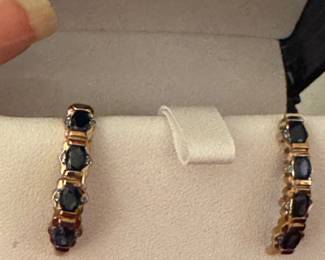 #23 - $250 - Pair of 10kt gold sapphire earrings. 4.15 gr. 
