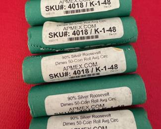 Rolls of dimes - 50 per box. $325 (3 BOXES SOLD - # LEFT FOR SALE)
