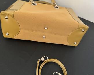 C.Dior Lady Dior handbag featuring a canvas body & yellow patent trim & Handles. Canvas Diorissimo Large 1999 Collection of John Galliano 16.5"x10 - $1095 (Retail for $6,650)