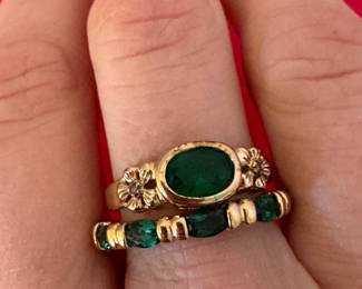 $50 Each - 925 silver with gold wash and emerald colored stones. 