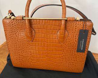 Strawberry Midi Tote 2 Way Handbag / shoulder bag embossed Croc Brown -11 1/2 x 9 1/2
Scottish company - Handcrafted in Spain - New  comndition (small tiny mark inside) $500
