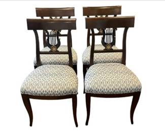 Four Neoclassical Style Lyre Back Chairs With Splayed Feet