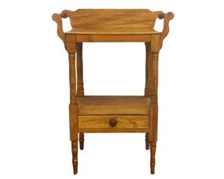 Antique Night Stand With Spindle Turned Towel Bars, Single Drawer, Lower Shelf