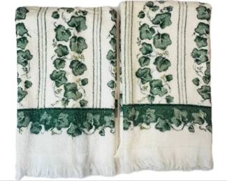 Vintage Terrycloth Kitchen Towels - English Ivy Design