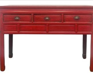 Chinese Chippendale Style Red Lacquer Sideboard Console Table