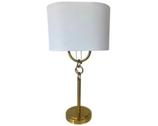 Gold Brushed Metal Double Bulb Lamp With Linen Shade