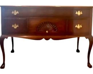 Chippendale Style Mahogany Sideboard - Scalloped Apron, Shell Carving, Ball & Claw Feet, Brass Pulls