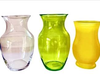 Three Glass Vases - 7 And 8 Inches Tall
