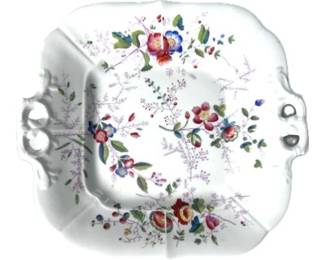 Antique 19th C English Porcelain Felspar Plate With Open Design Handles