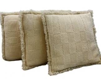 Cream Colored Square Knit Accent Pillows (3)