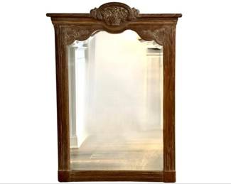 Louis XV Style Bevel Glass Carved Mirror With Fruit Basket Embellishment
