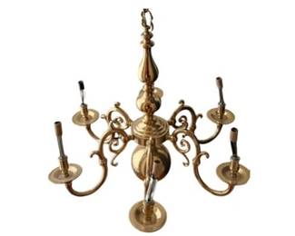Heavy Brass Chandelier With 6 Arms Includes Candlestick Covers & Hardware - Very High Quality