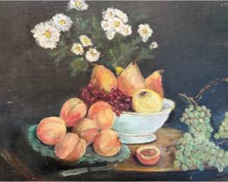 Original Still Life Painting - Grapes & Fruit In Bowl - Signed Lower Right Corner