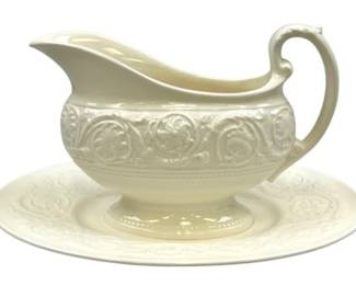 Wedgwood Etruria & Barlaston Patrician Gravy Boat/Sauce Boat- With Attached Underplate