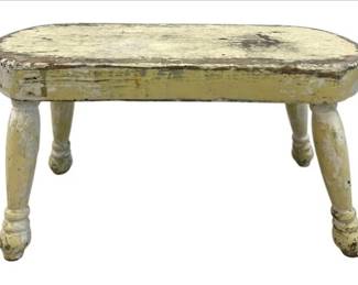 Vintage Painted Stool With Turned & Splayed Legs