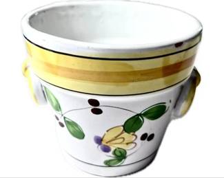 Italian Deruta Hand Painted Pottery Flower Pot - Signed "Italy"