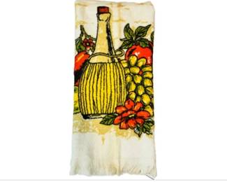 Vintage Terrycloth Kitchen Towel - Chianti Bottle Design