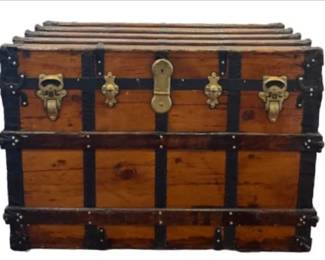 Vintage Steamer Trunk - With Original Label Signed Modern Trunks