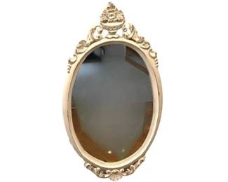 Oval Wooden Painted Mirror With Floral Basket Pediment Design