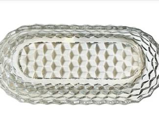 Fostoria Glass Relish Serving Bowl - Cube Pattern