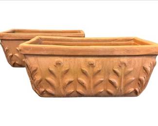 Two Terra Cotta Floral Planters