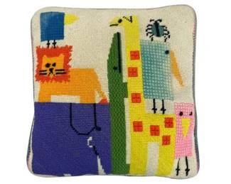 Handmade Needlepoint Mid Century Design Pillow