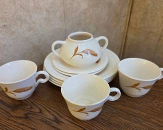 Taylor, Smith  Taylor Golden Wheat Teacups and Sugar Bowl