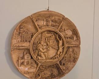 Assisi Relief Plate Depicting St. Francis and Holy Sites  Souvenir
