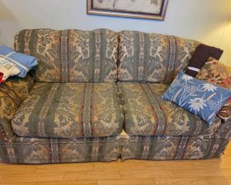 Vintage Ethan Allen Damask Upholstered Sofa