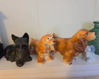 Vintage Ceramic Dog Figurines Collection Scottish Terrier and Cocker Spaniels