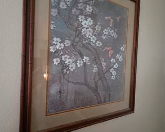 Framed Print of Cherry Blossoms and Butterflies by Eiichi Kotozuka