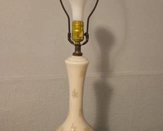 Vintage Hollywood Regency Floral Overlay Ceramic Table Lamp