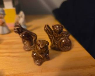 Set of Three Brown Wade Whimsies Figurines Monkey, Rabbit, Squirrel