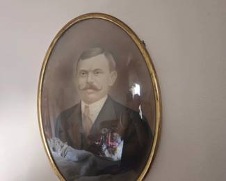 Oval Portrait of a Man with Mustache and Medals