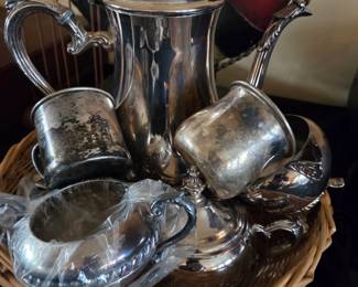 Silver Plated Coffee or Tea Set with Creamer and Sugar Bowl by International Silver Company