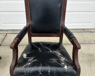 Eastlake style leather chair