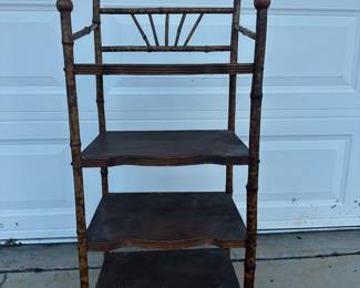 Late 19th Century burnt bamboo etagere