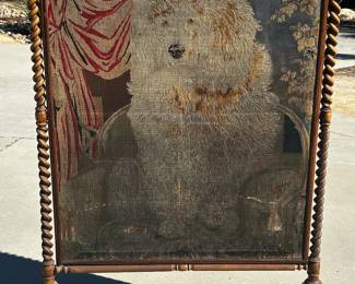 Great Pyrenees dog needlepoint fireplace screen