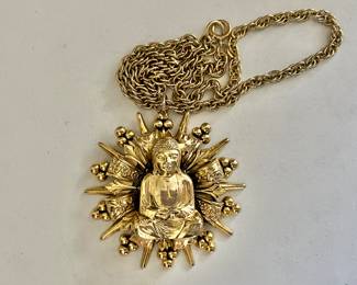 Vintage Gold Tone Buddha Necklace