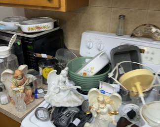 Wild decor, statues, China, figurines, vintage plate sets, vintage pictures, vintage lambs, vintage crystal vintage blue set of five dishware multiple Chinese things, Italian, Polish, Czechoslovakian, Spain, Christianity anything you can think of