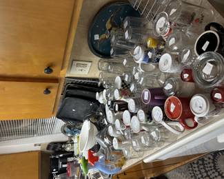Cups, glasses, martini, glasses, hats, pans, dishes, everything you can think of must go