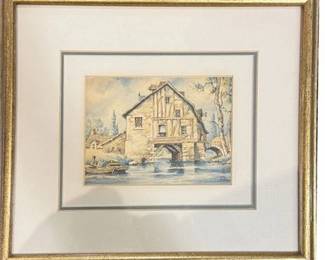 Lot 049   
Barday, Cottages by the Water, Watercolor on Paper