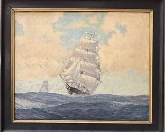 Lot 042-E   
Norman, Signed, Clipper Ship, Oil on Canvas