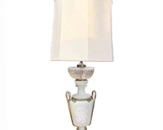 Lot 027-L   
Ormolu Mounted Celadon Crystal, Porcelain and Pâte-sur-pâte Lamp