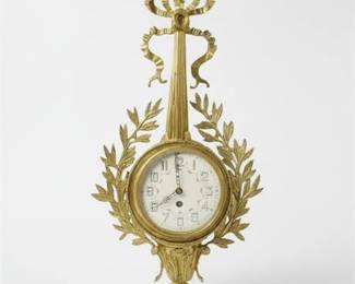 Lot 062  
French Gilded Bronze Rococo Style Wall Clock, Vintage