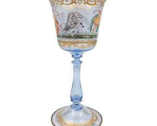 Lot 108
Venetian Salviati Blue Enamel Sabine Wine Glass, One (1)